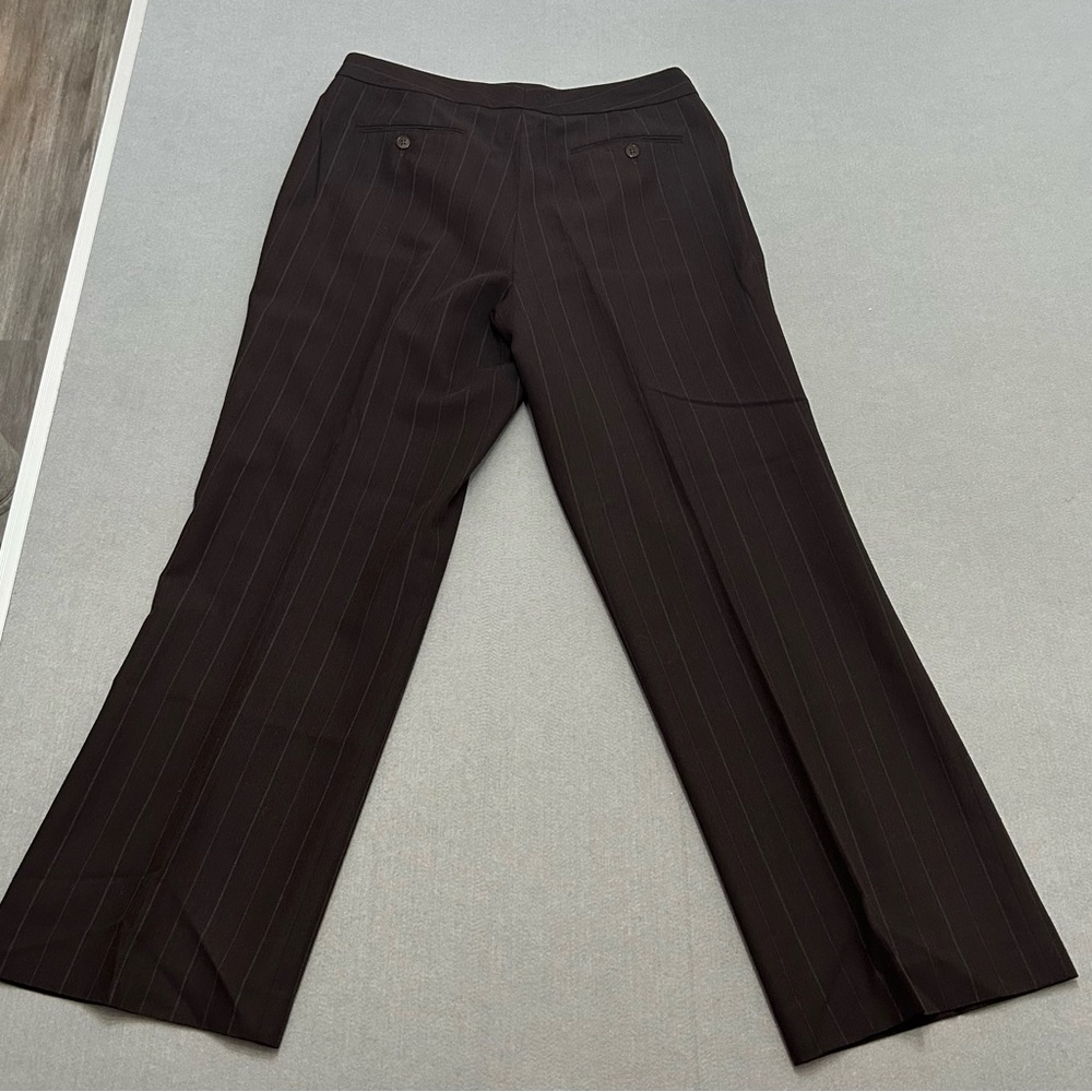 Women's Lauren Ralph Lauren Petite Brown Pinstripes Wool Dress Pants Size 14P